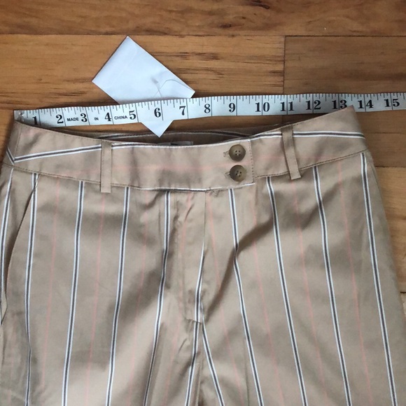 Talbots trousers in tan, with brown , white and peach stripes. Size 6 petite. - Picture 4 of 7